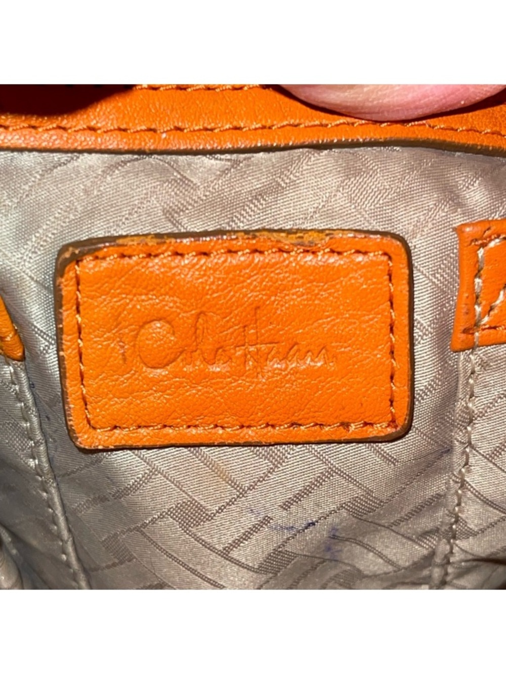 Cole Haan Orange Pebbled Leather Loop Shoulder Bag. Soft and Scrunchy! Vibrant. - Picture 8 of 8